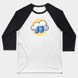 Cloud Music with Tune and Note of Music Cartoon Vector Icon Illustration Baseball T-Shirt